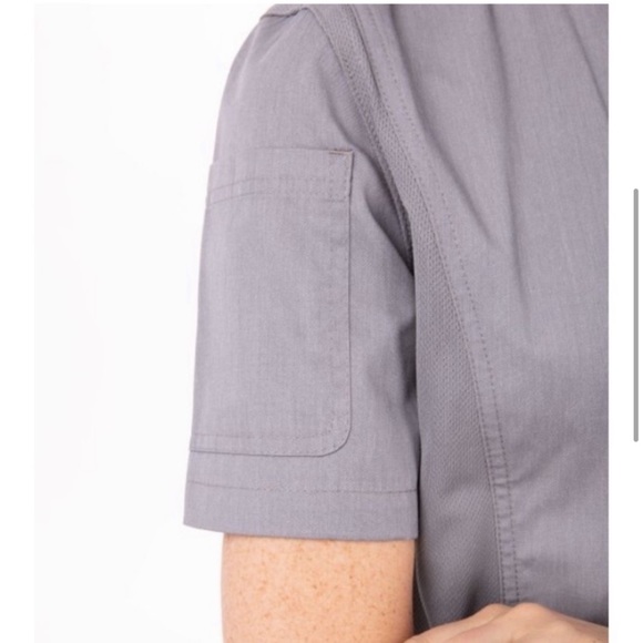 🪞 grey women’s zip up cool vent chef coat small - Picture 4 of 9